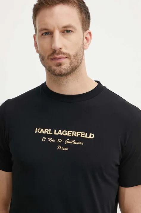 Βαμβακερό μπλουζάκι Karl Lagerfeld ανδρικό, χρώμα: μαύρο, 542224.755056