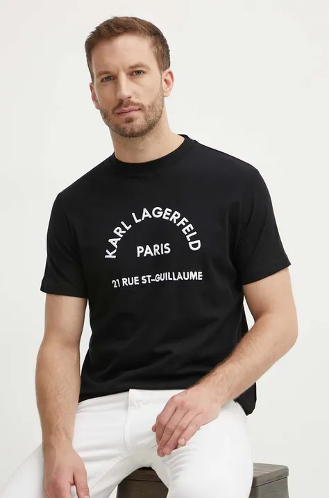 Хлопковая футболка Karl Lagerfeld мужская цвет чёрный с аппликацией 542224.755081