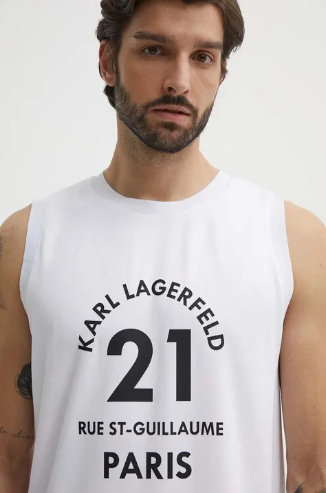 Karl Lagerfeld t-shirt męski kolor biały 541231.755266