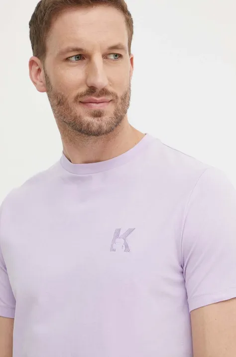 Футболка Karl Lagerfeld чоловіча колір фіолетовий однотонна 542221.755890