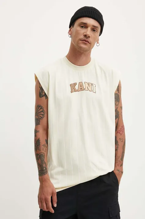 Karl Kani t-shirt bawełniany męski kolor beżowy 6031486
