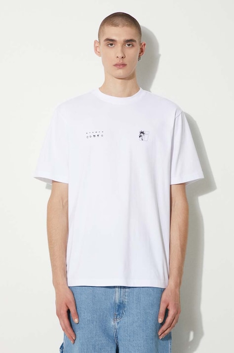Bavlnené tričko STAMPD Transit Relaxed Tee pánske, biela farba, s potlačou, SLA-M3331TE-WHT