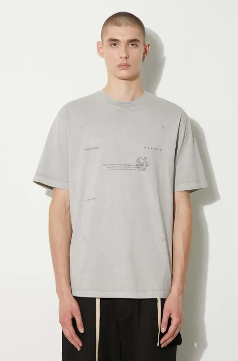 Pamučna majica STAMPD Skeleton Garment Dye za muškarce, boja: siva, s tiskom, SLA-M3246TE-FOG