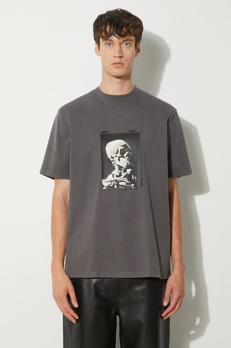 Памучна тениска STAMPD Skeleton Garment Dye Relaxed Tee V2 в сиво с десен SLA-M3247TE-DKG
