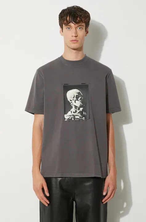 STAMPD t-shirt bawełniany Skeleton Garment Dye Relaxed Tee V2 męski kolor szary wzorzysty SLA-M3247TE-DKG