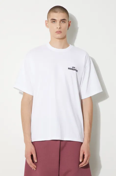 NEIGHBORHOOD cotton t-shirt NH . Tee men’s white color with a print 241PCNH.ST04