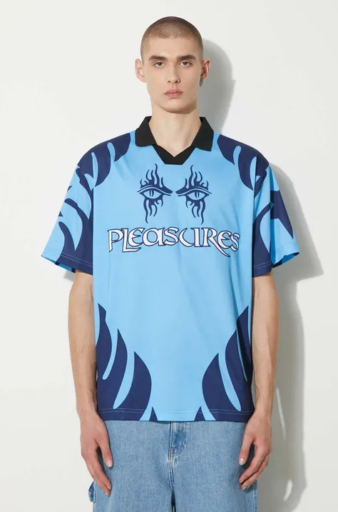 PLEASURES t-shirt Afterlife Soccer Jersey męski kolor niebieski wzorzysty P24SU013-BLUE