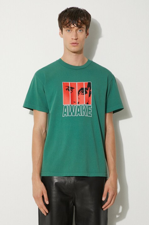 Бавовняна футболка Awake NY Vegas T Shirt чоловіча колір зелений з принтом SP24-TS006