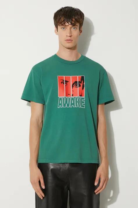 Awake NY t-shirt bawełniany Vegas T Shirt męski kolor zielony z nadrukiem SP24-TS006