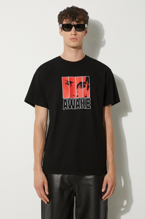 Памучна тениска Awake NY Vegas T Shirt в черно с принт SP24-TS006