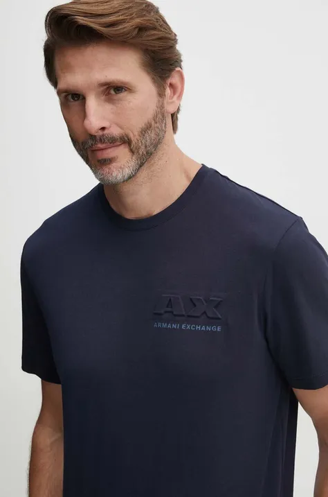 Хлопковая футболка Armani Exchange мужская цвет синий с принтом 3DZTAG ZJ9TZ