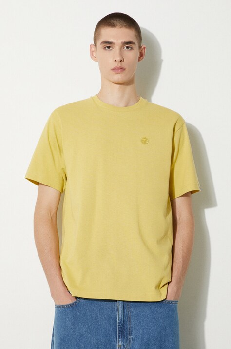 Хлопковая футболка AAPE Tee мужская цвет жёлтый однотонная AAPTEM1413XXM