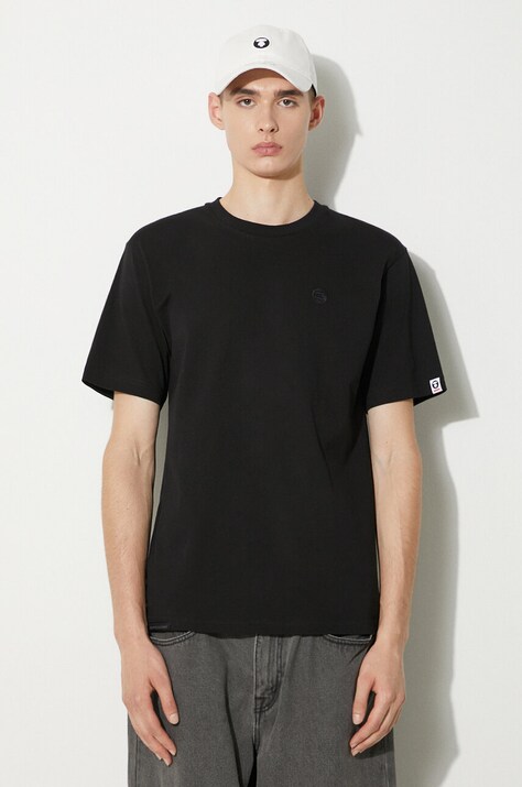 AAPE cotton t-shirt Tee men’s black color smooth AAPTEM1413XXM