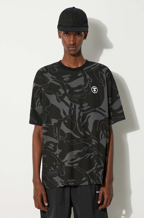 Памучна тениска AAPE Tee в черно с десен AAPTEM1415XXM