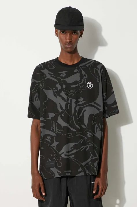 Pamučna majica AAPE Tee za muškarce, boja: crna, s uzorkom, AAPTEM1415XXM