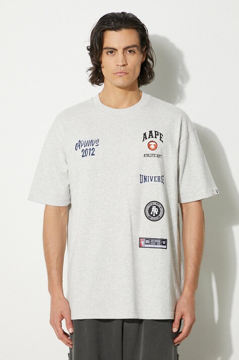 Памучна тениска AAPE Fancy Tee в сиво с меланжов десен AAPTEM1462XAM