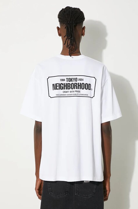 Футболка NEIGHBORHOOD Tee SS-1 мужская цвет белый однотонная 241PCNH.ST01