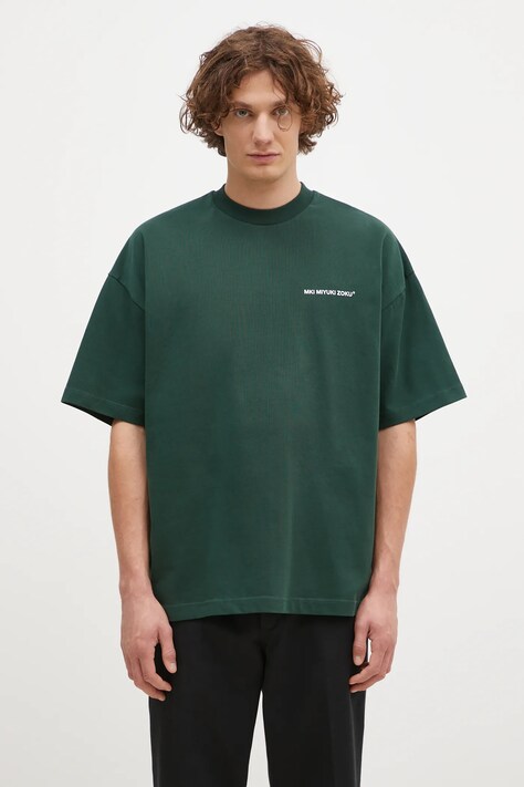 MKI MIYUKI ZOKU t-shirt bawełniany Uniform męski kolor zielony z nadrukiem UNIFORM.TSHIRT
