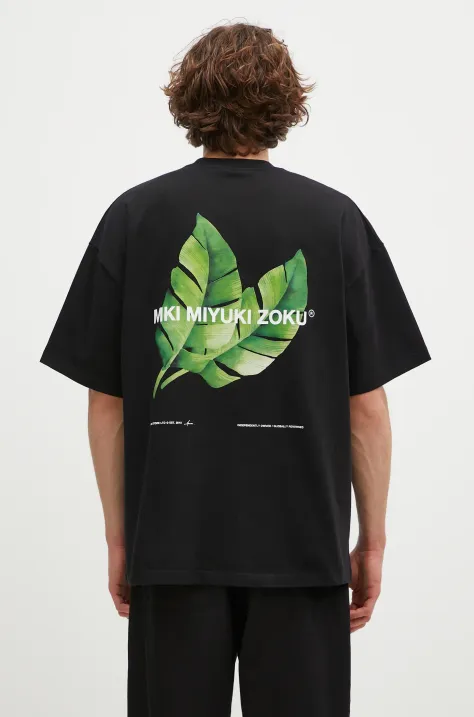 MKI MIYUKI ZOKU t-shirt bawełniany Leaf męski kolor czarny z nadrukiem LEAF.TSHIRT