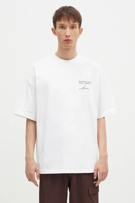 Бавовняна футболка MKI MIYUKI ZOKU Resort чоловіча колір білий з принтом RESORT.TSHIRT