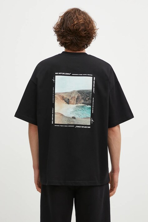 Бавовняна футболка MKI MIYUKI ZOKU Resort чоловіча колір чорний з принтом RESORT.TSHIRT
