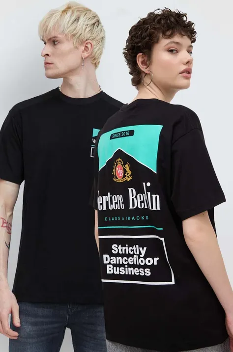 Памучна тениска Vertere Berlin в черно с принт VER T194