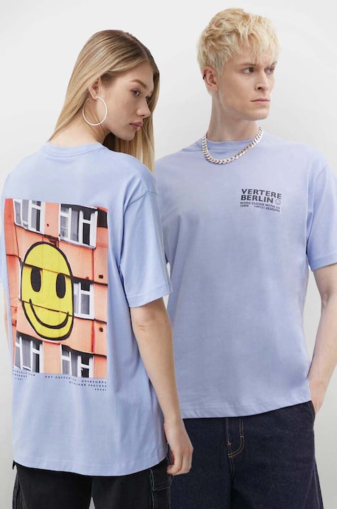 Памучна тениска Vertere Berlin SUBRENT във виолетово с принт VER T236