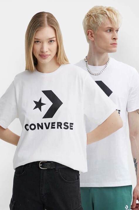 Converse tricou din bumbac culoarea alb, cu imprimeu