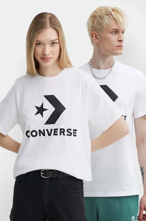 Хлопковая футболка Converse цвет белый с принтом
