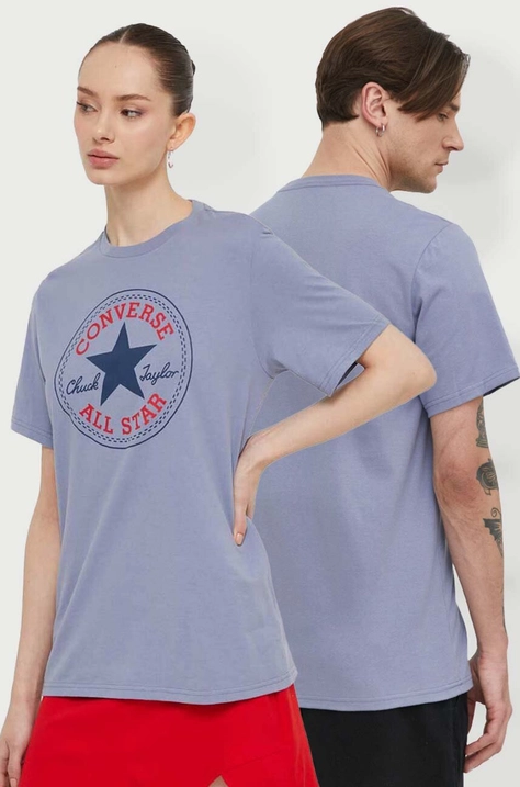 Converse t-shirt bawełniany kolor niebieski z nadrukiem