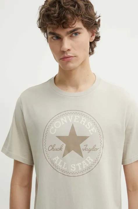 Βαμβακερό μπλουζάκι Converse χρώμα: μπεζ