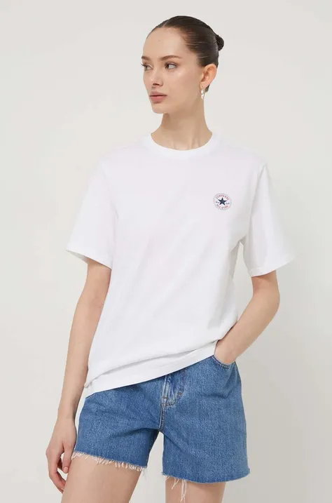 Converse t-shirt bawełniany kolor beżowy z nadrukiem