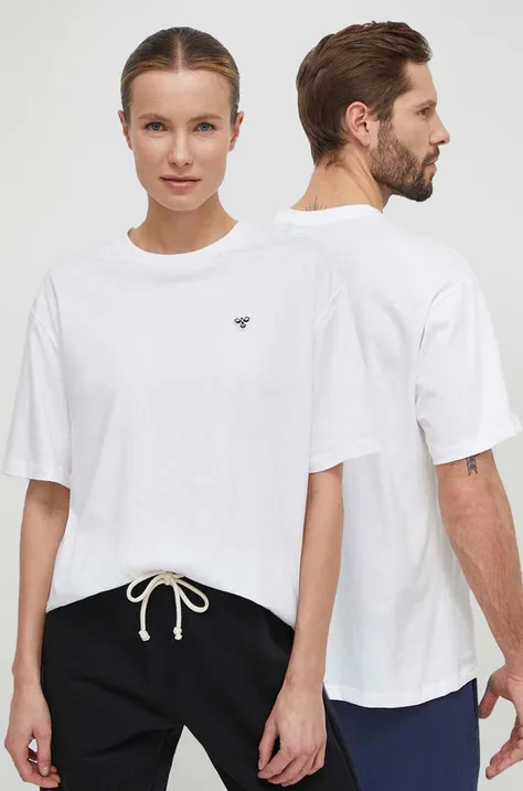 Bombažna kratka majica Hummel bela barva