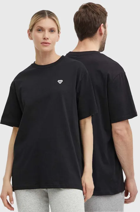 Pamučna majica Hummel boja: crna, bez uzorka