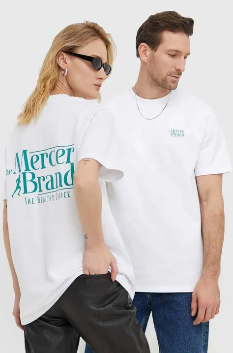 Mercer Amsterdam t-shirt bawełniany The Heavy Tee kolor biały z nadrukiem MEAP241002