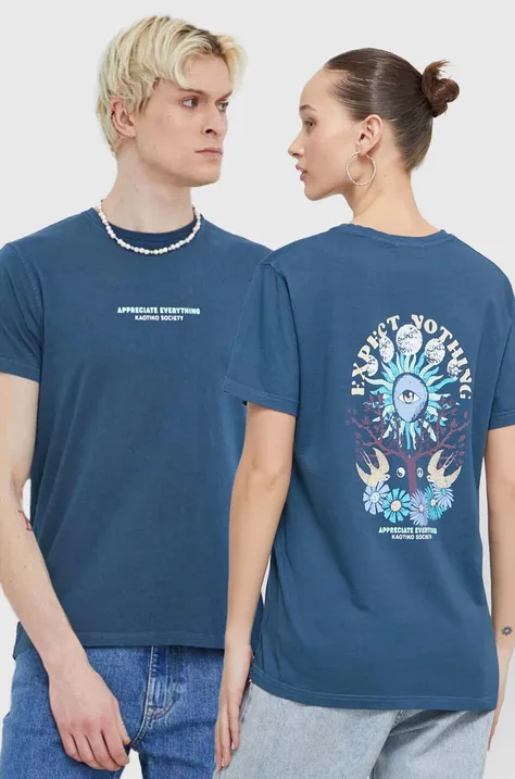 Kaotiko t-shirt bawełniany kolor granatowy z nadrukiem