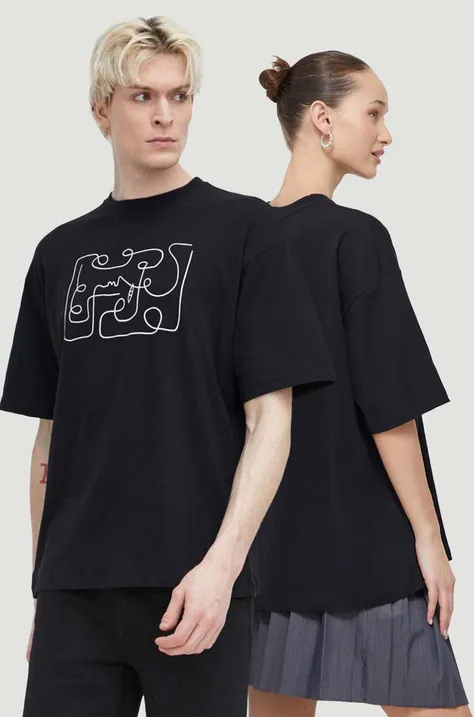 Bavlněné tričko Kaotiko černá barva, s potiskem