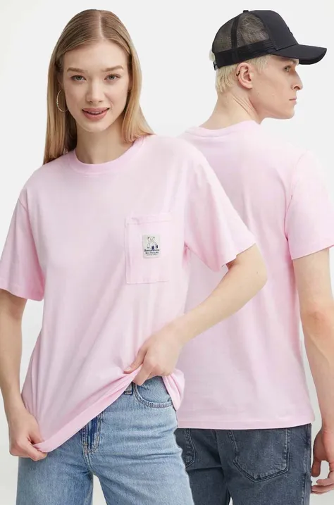 Bavlnené tričko Kaotiko ružová farba, s nášivkou