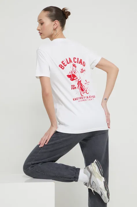 Pamučna majica Kaotiko boja: bijela, s tiskom