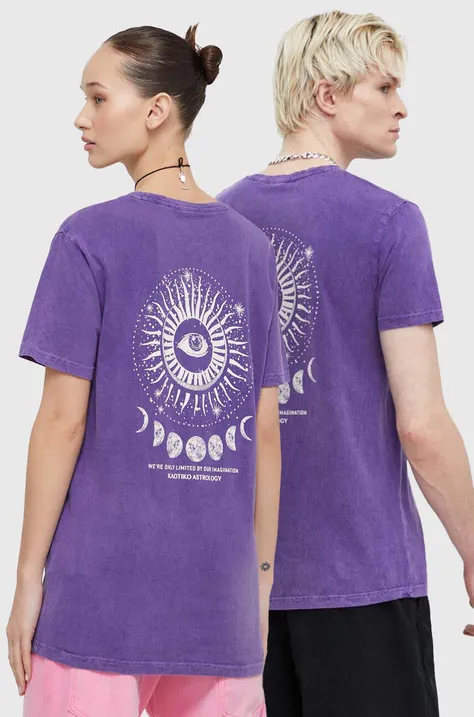 Kaotiko t-shirt bawełniany kolor fioletowy z nadrukiem