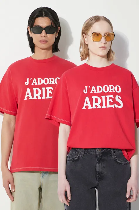 Памучна тениска Aries JAdoro Aries SS Tee в червено с принт SUAR60008X