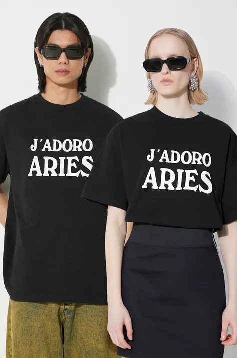 Bavlněné tričko Aries JAdoro Aries SS Tee černá barva, s potiskem, SUAR60008X