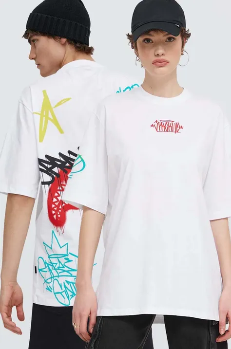 Bavlnené tričko Sprayground biela farba, s potlačou