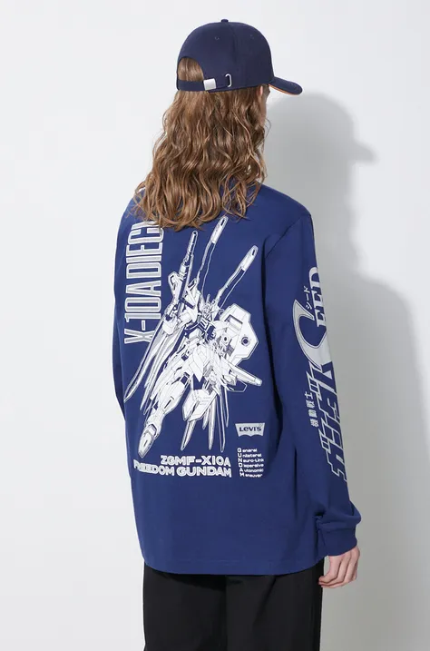 Βαμβακερή μπλούζα με μακριά μανίκια Levi's Levi's® x Gundam SEED χρώμα: ναυτικό μπλε, A7413.0000