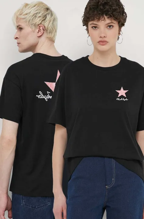 Bavlněné tričko Converse černá barva, s potiskem