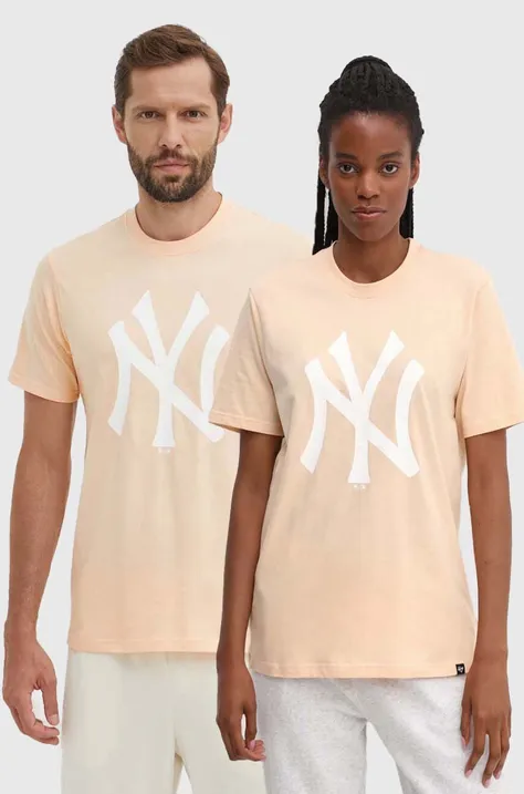 Bavlněné tričko 47 brand MLB New York Yankees oranžová barva, s potiskem, BB017TEMIME617760AF