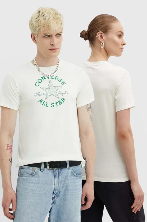 Converse t-shirt bawełniany kolor beżowy z nadrukiem 10026362-A04