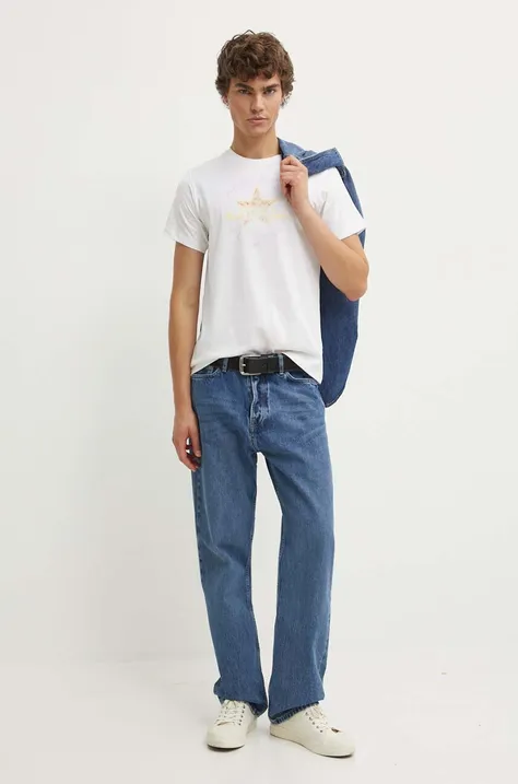 Converse t-shirt bawełniany kolor beżowy z nadrukiem 10026362-A01