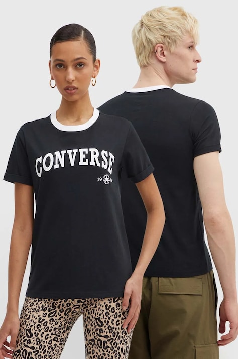 Βαμβακερό μπλουζάκι Converse χρώμα: μαύρο, 10026365-A02