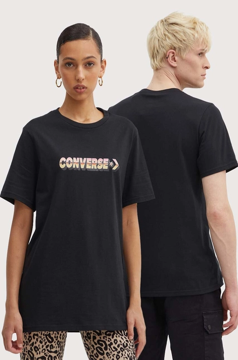 Converse t-shirt bawełniany kolor czarny z nadrukiem 10026416-A01